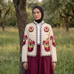 Keten Lalezar Nakışlı Ceket